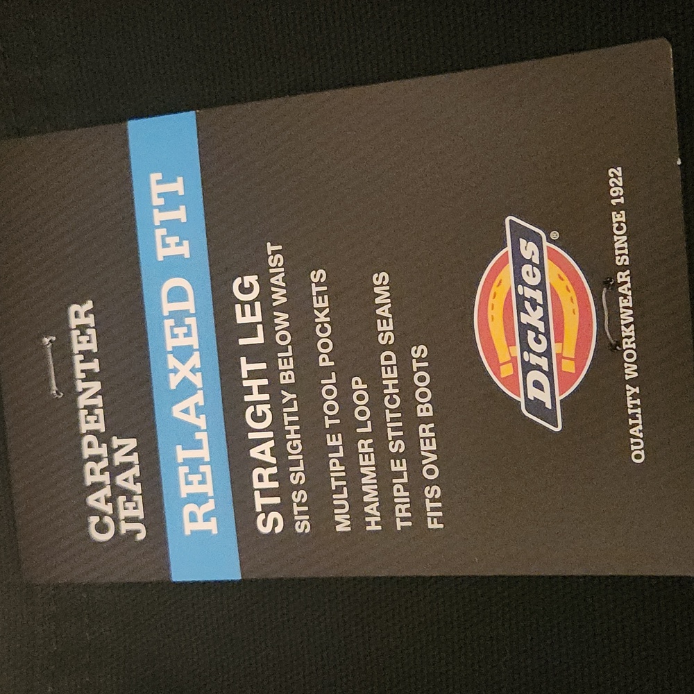 Dickie's Relaxed Fit Heavyweight Duck Carpenter Pants Rinsed Black 34x32 NWT - Picture 8 of 10